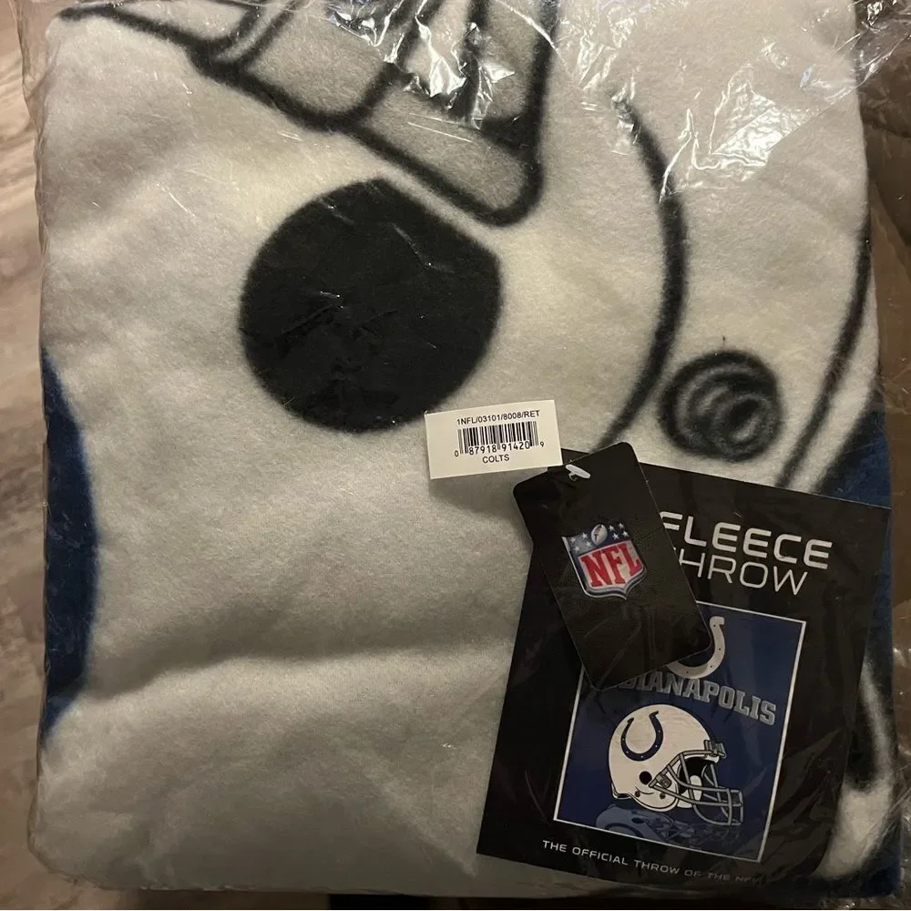 NFL Indianapolis Colts Gridiron Fleece Throw, 50-Inches X 60-Inch…